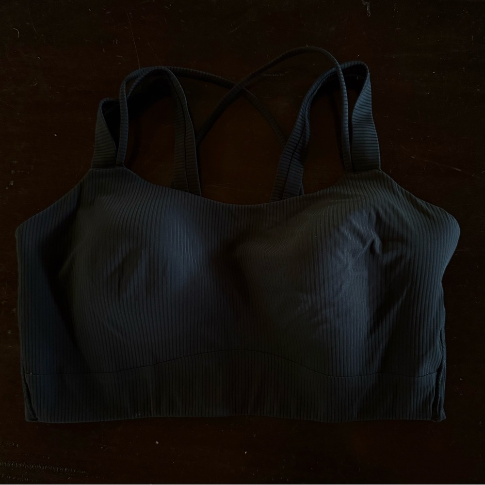 Lululemon Like a Cloud Longline Black Ribbed Sports Bra